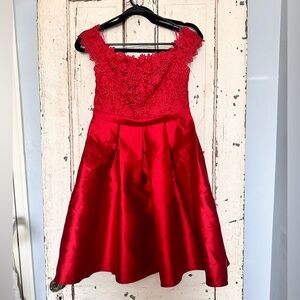 Maniju Lace Appliqué Fit and Flare Dress